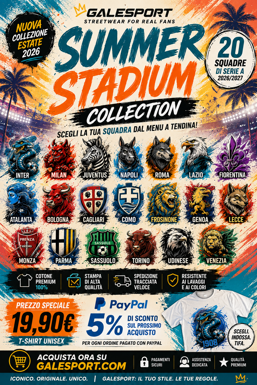 T-shirt calcio streetwear della Summer Stadium Collection GALESPORT