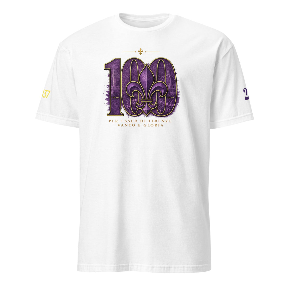 Fiorentina 100 White Edition – T-shirt bianca Centenario 1926–2026 GALESPORT