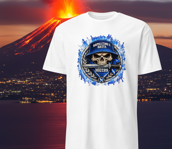 T-shirt Napoli tifosi Cuore Azzurro GALESPORT – versione bianca