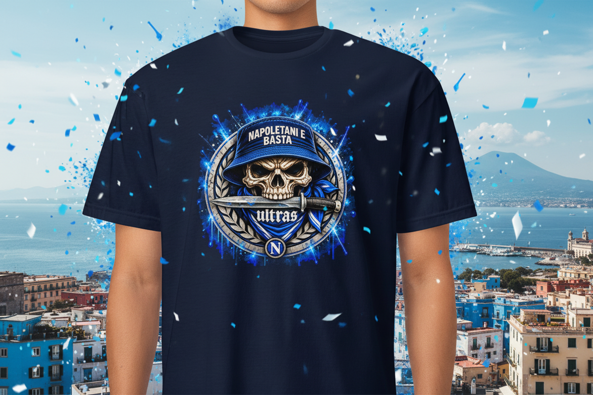T-shirt Napoli tifosi Cuore Azzurro GALESPORT – versione blu navy
