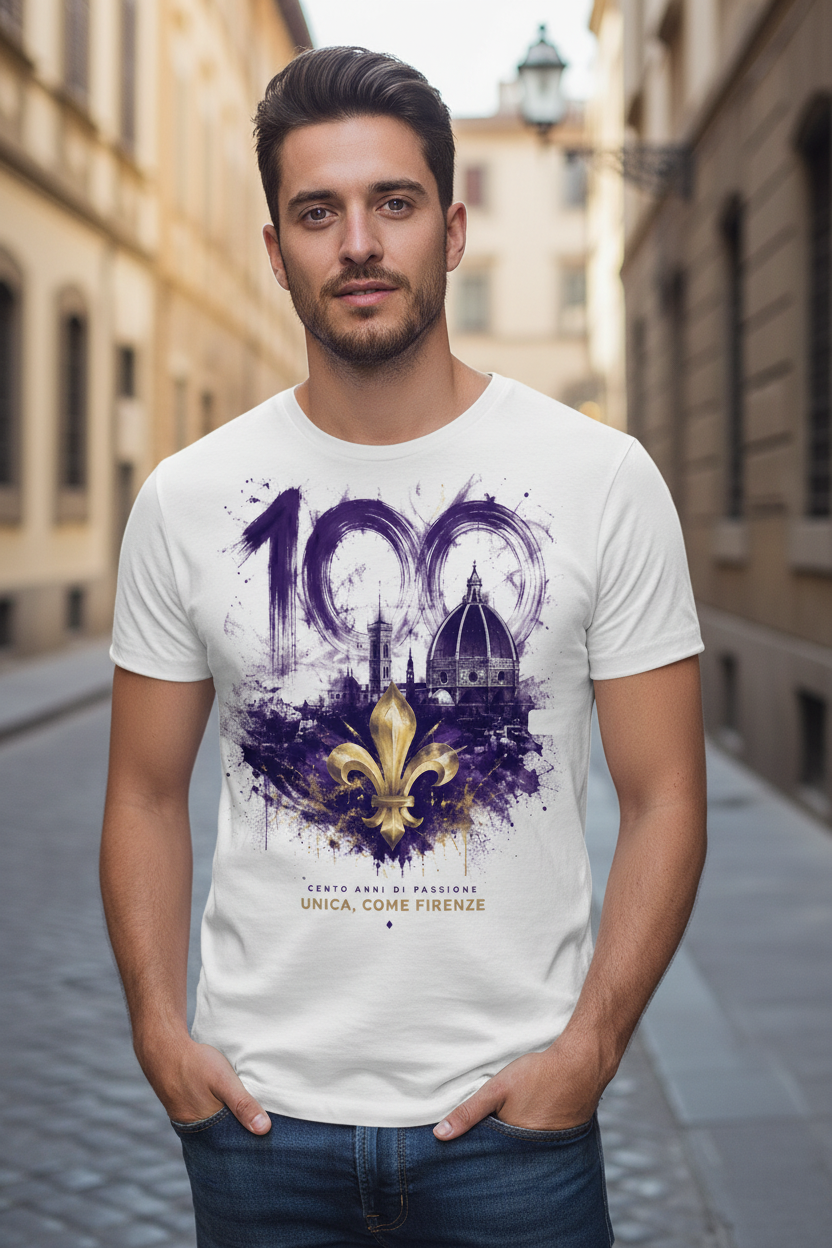 T-shirt Firenze 100 GALESPORT – grafica Centenario viola, immagine prodotto