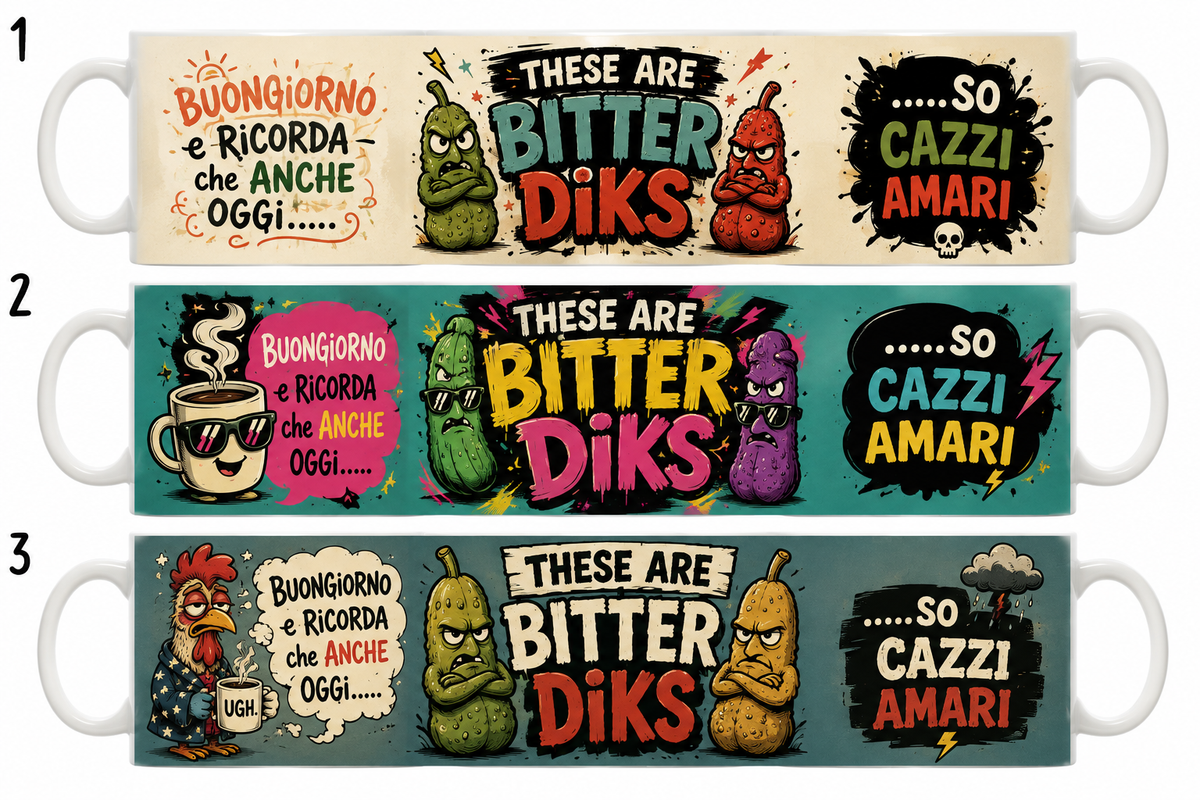Tazza ironica These Are Bitter Diks GALESPORT – mockup prodotto