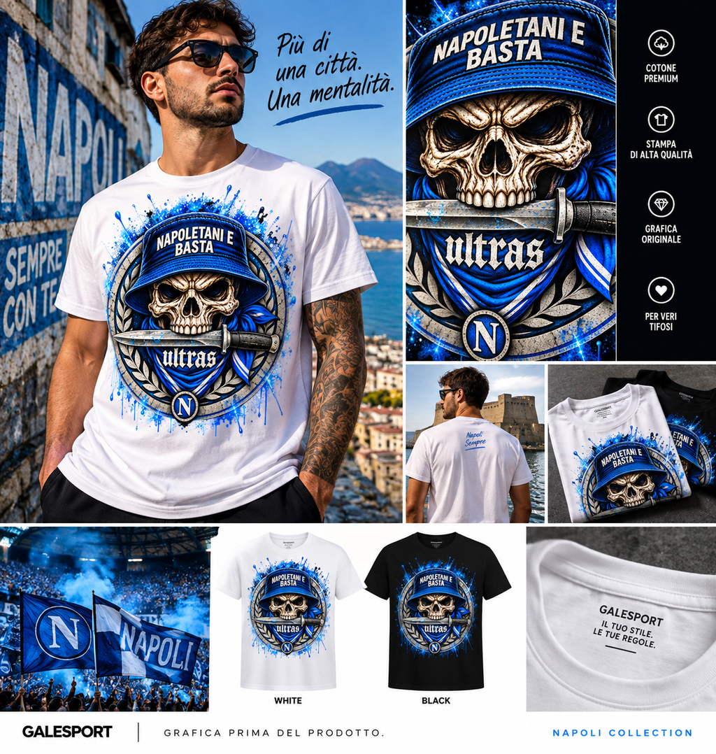 T-shirt Napoli tifosi Cuore Azzurro GALESPORT – grafica principale