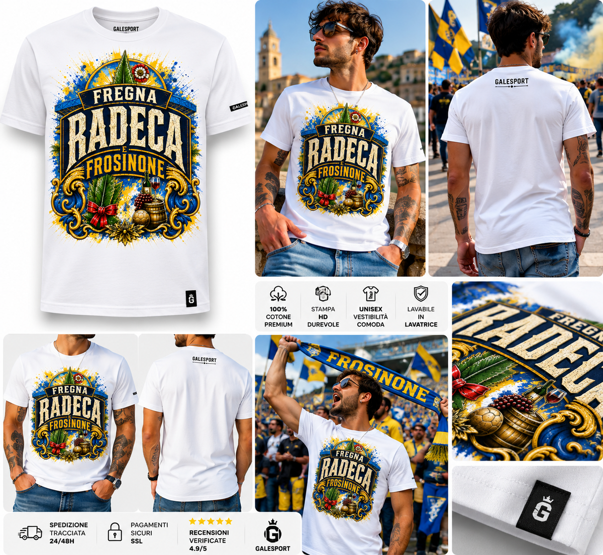 T-shirt Fregna Radeca e Frosinone GALESPORT – cultura ciociara gialloblù
