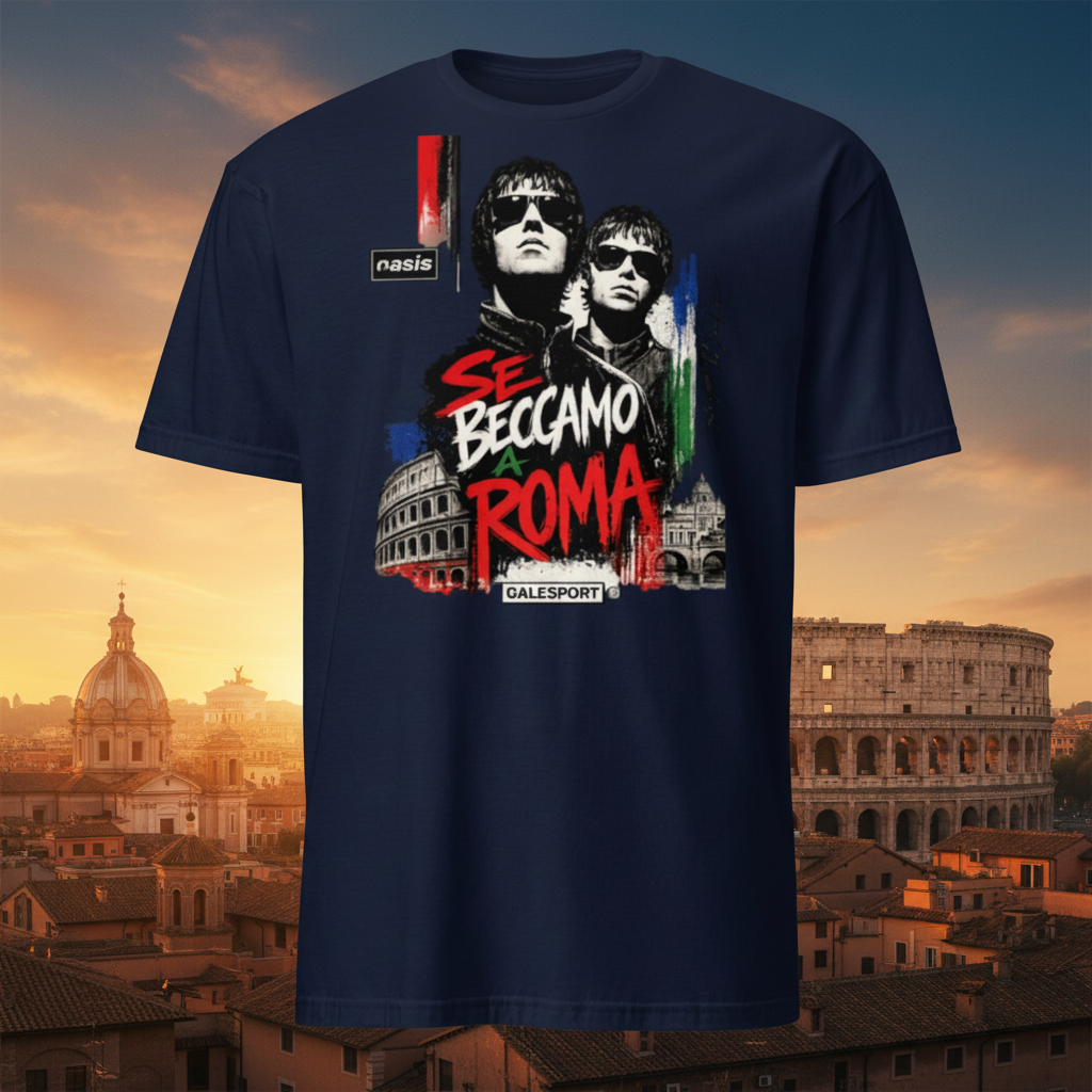 OASIS Roma Live Tour 2027 – T-shirt unisex GALESPORT, mockup prodotto