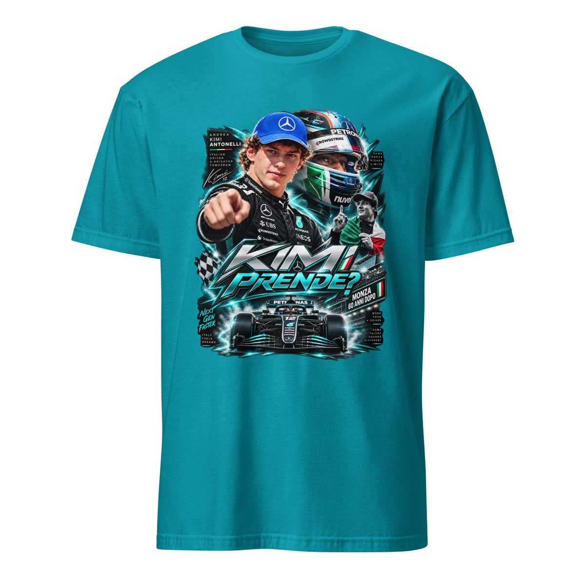 Kimi Antonelli Racing 12 T-Shirt Color Edition Tropical Blue GALESPORT – vista frontale