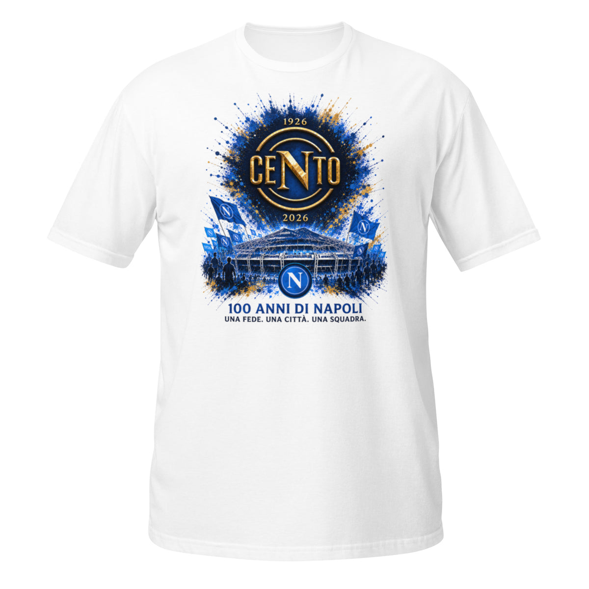 Napoli 100 – T-shirt Centenario 1926–2026 GALESPORT, mockup prodotto