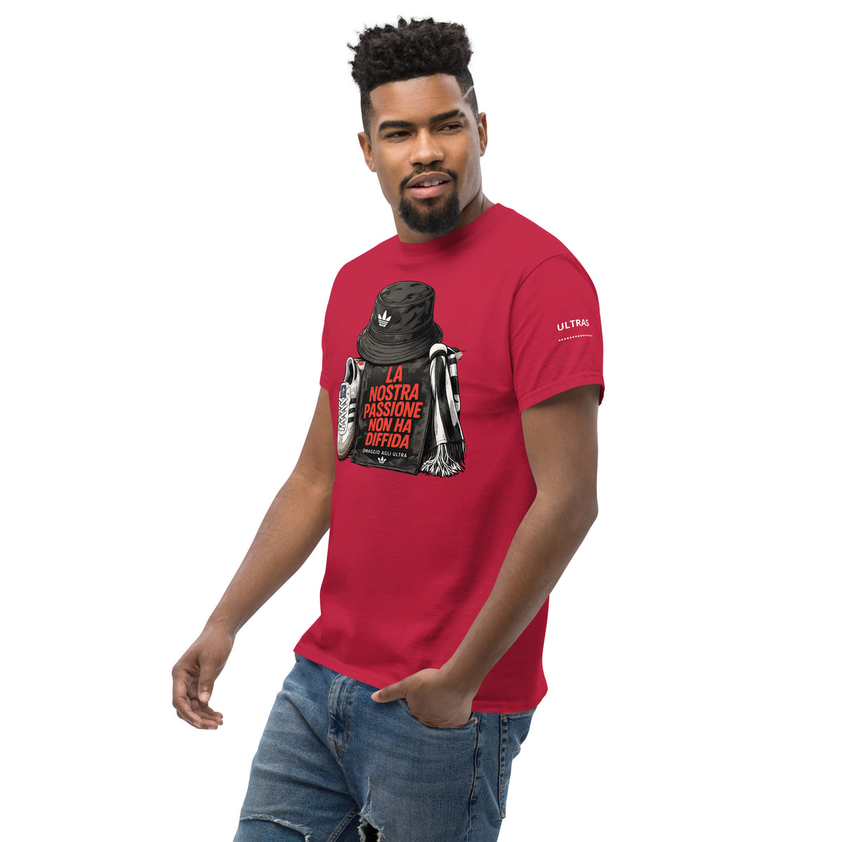 T-shirt Ultras La Nostra Passione Non Ha Diffida GALESPORT – rosso cardinal, vista tre quarti sinistra
