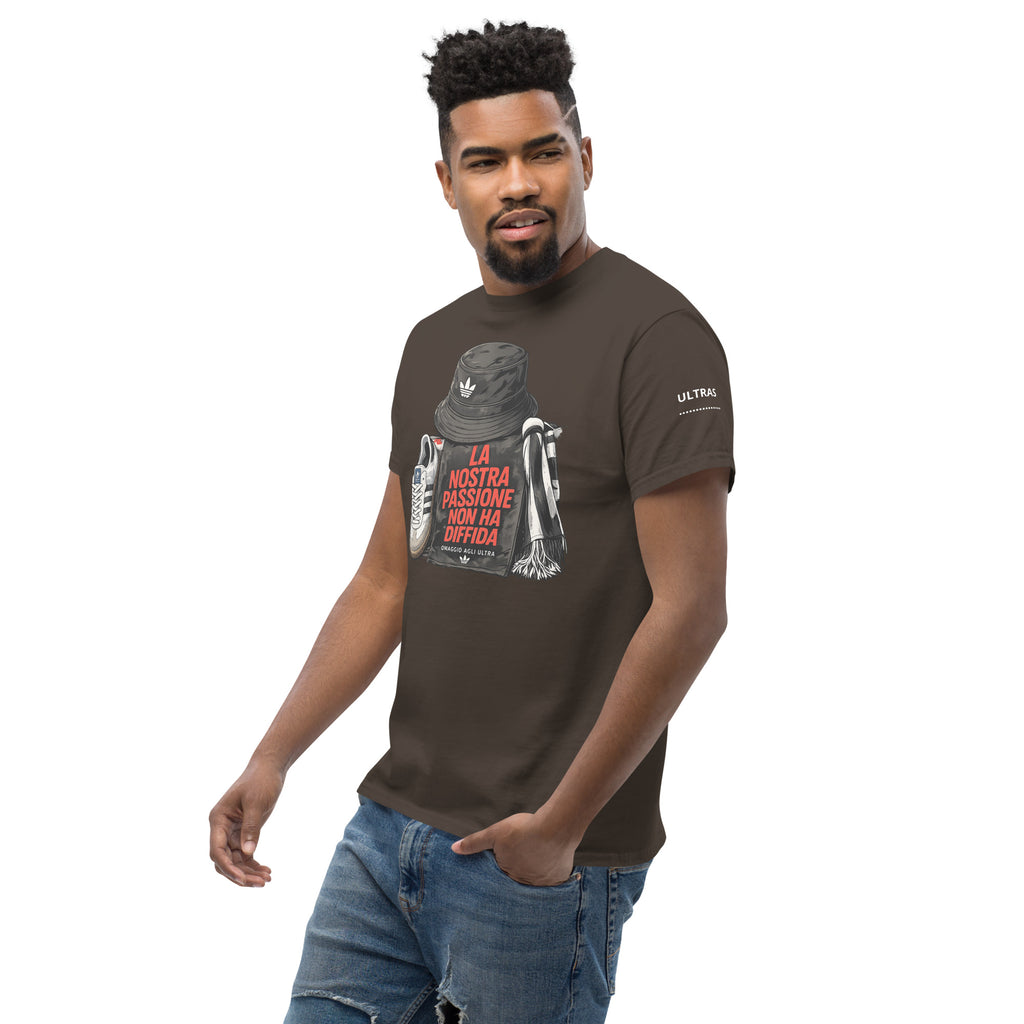 T-shirt Ultras La Nostra Passione Non Ha Diffida GALESPORT – marrone scuro, vista tre quarti sinistra