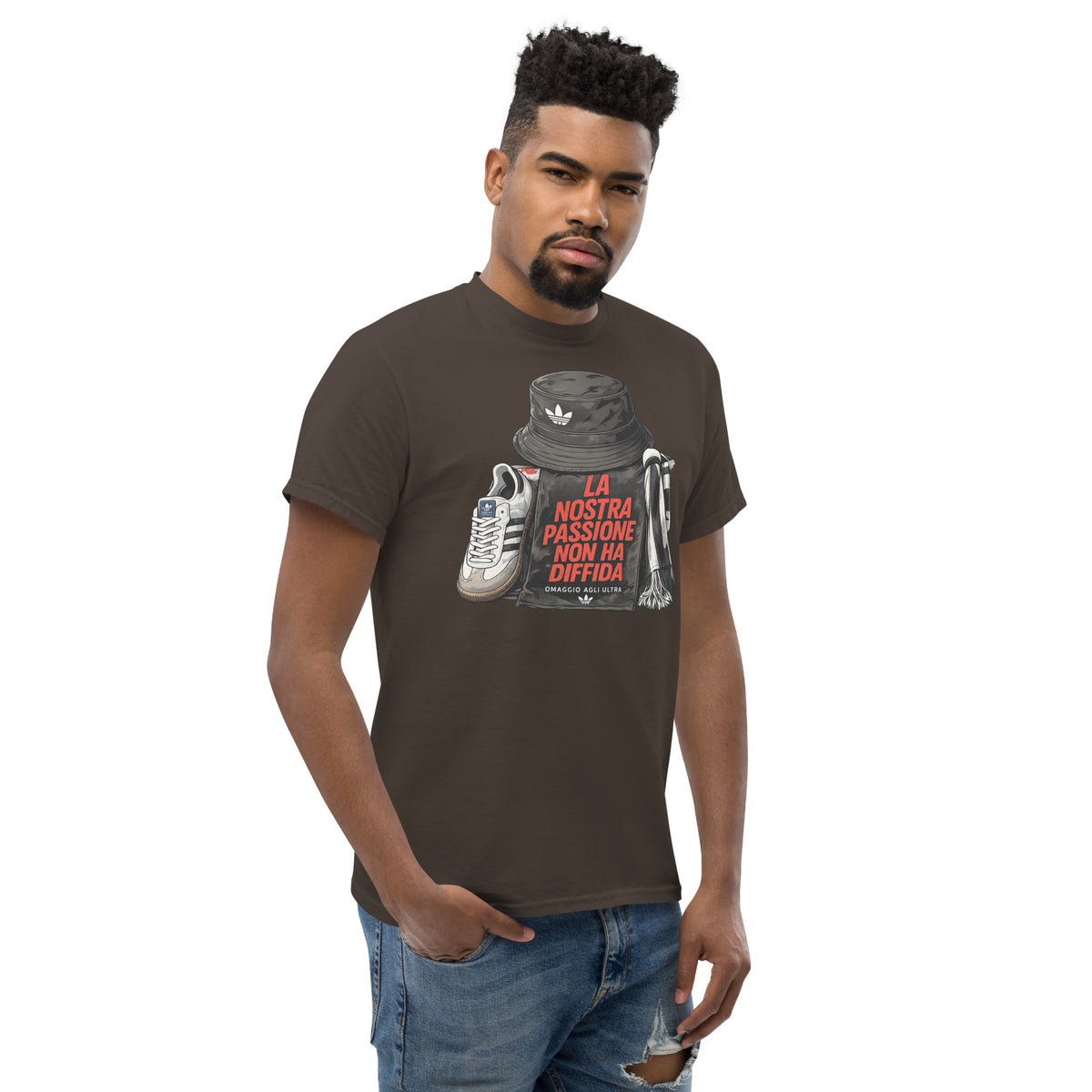T-shirt Ultras La Nostra Passione Non Ha Diffida GALESPORT – marrone scuro, vista tre quarti destra