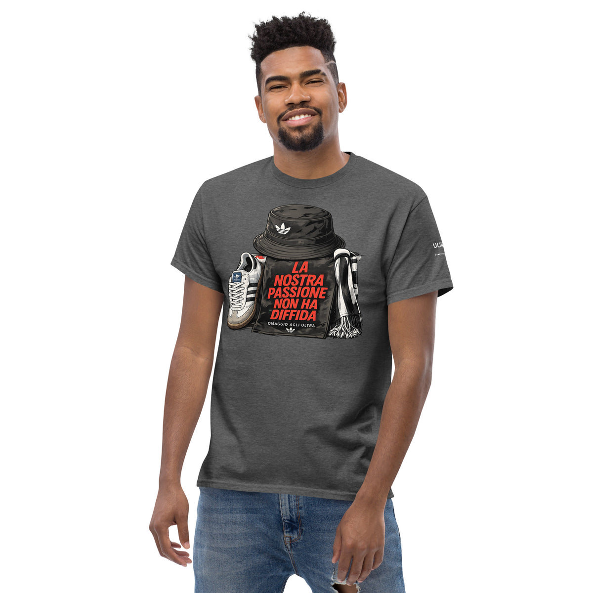 T-shirt Ultras La Nostra Passione Non Ha Diffida GALESPORT – grigio scuro mélange, vista frontale