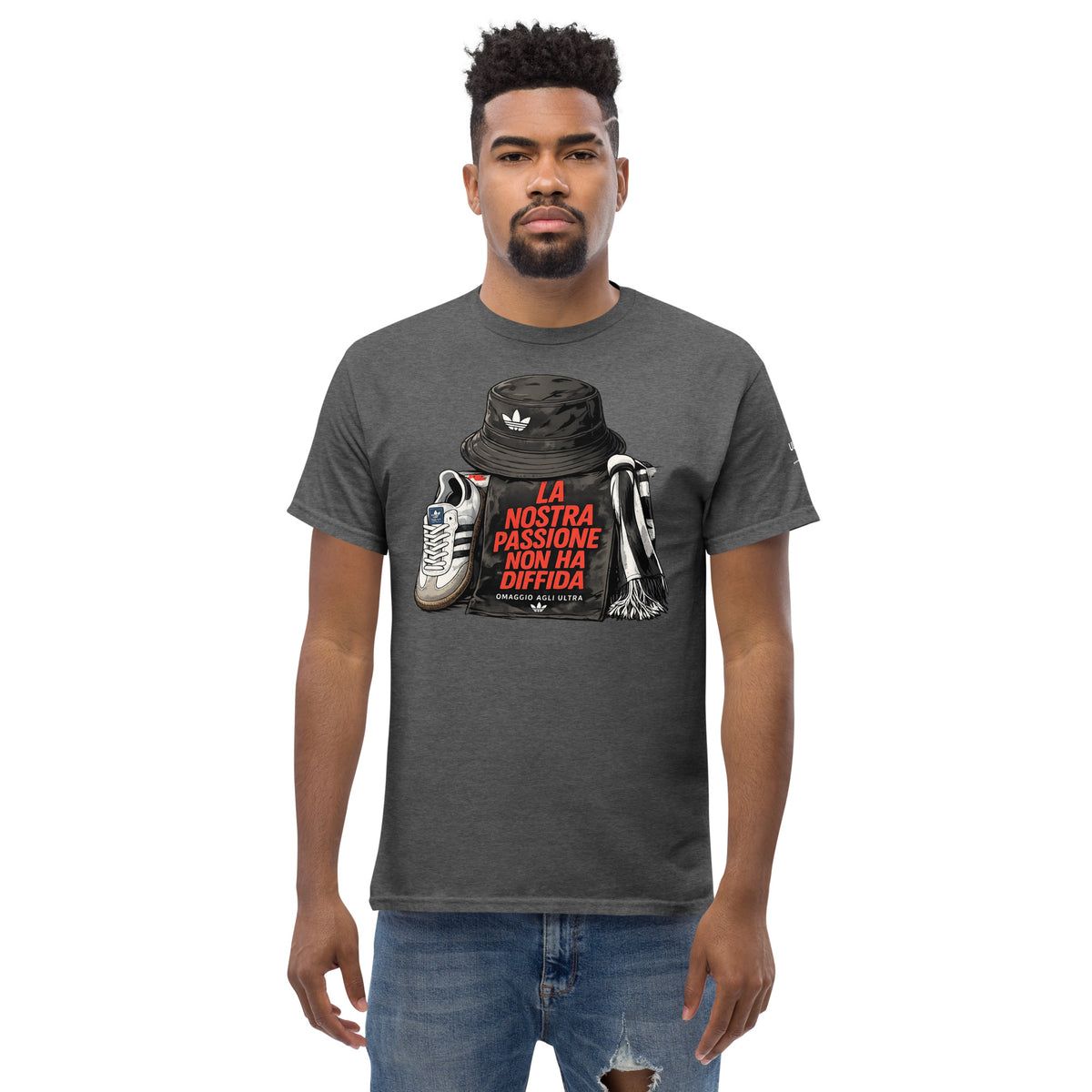 T-shirt Ultras La Nostra Passione Non Ha Diffida GALESPORT – grigio scuro mélange, vista frontale