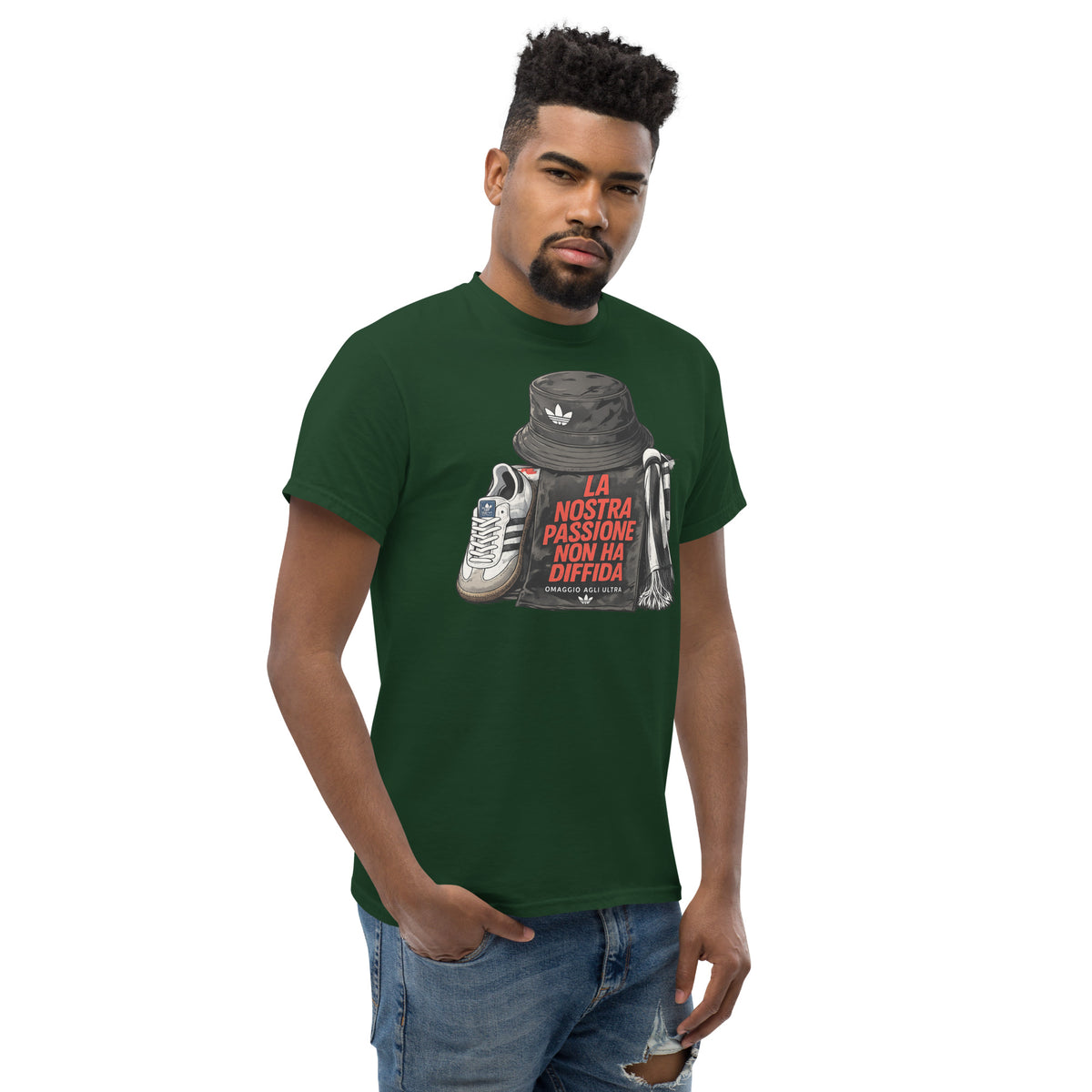 T-shirt Ultras La Nostra Passione Non Ha Diffida GALESPORT – verde bosco, vista tre quarti destra