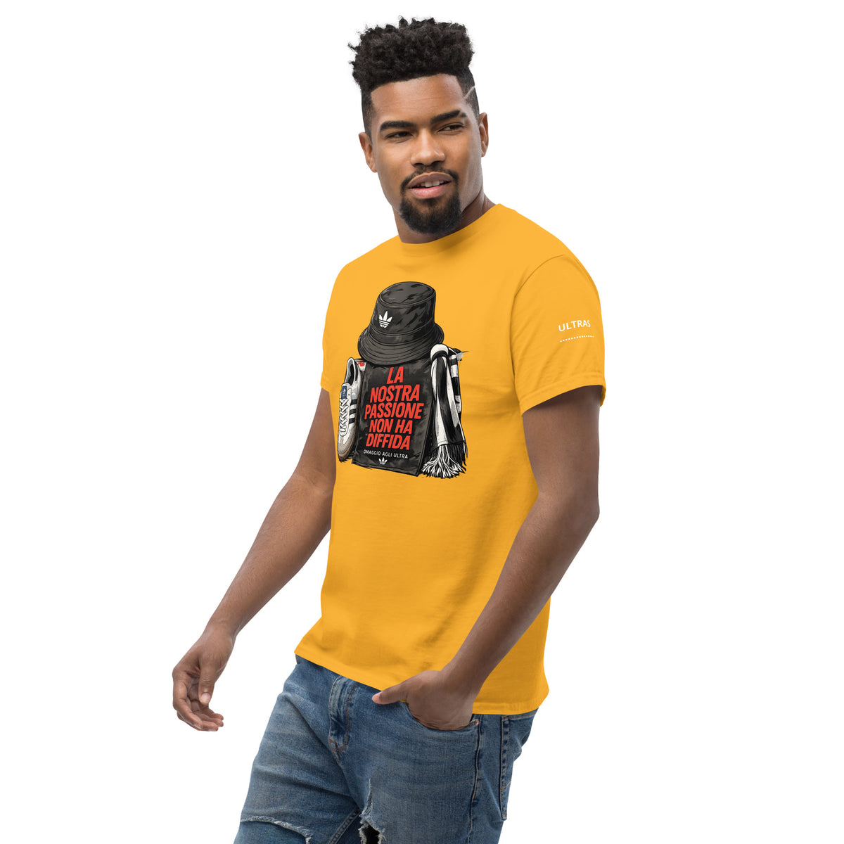 T-shirt Ultras La Nostra Passione Non Ha Diffida GALESPORT – oro, vista tre quarti sinistra
