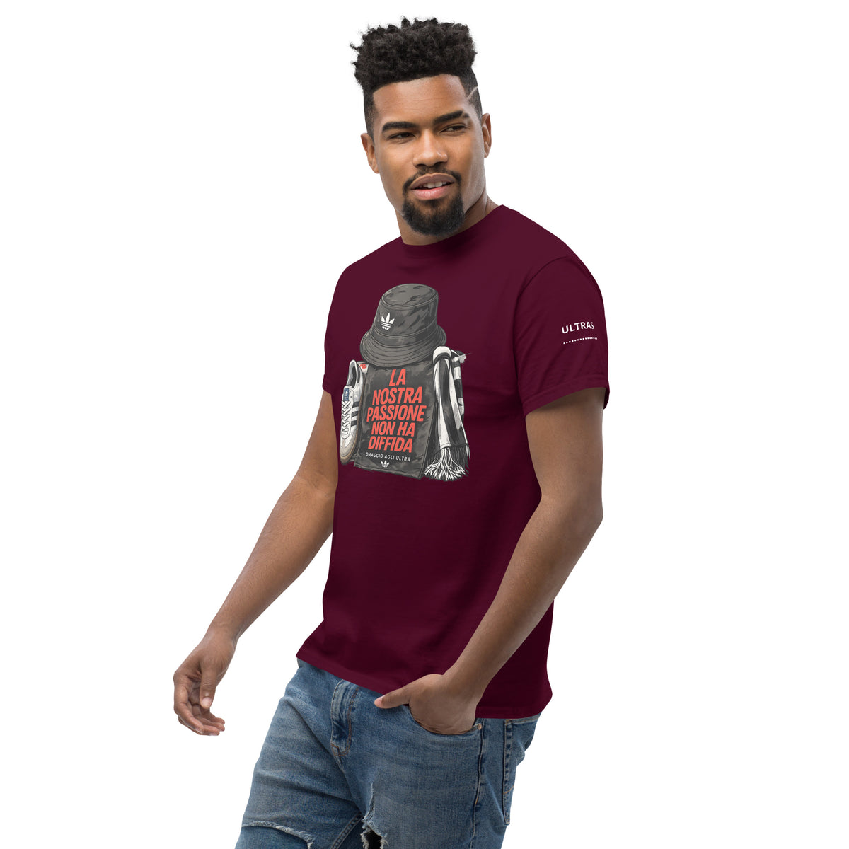 T-shirt Ultras La Nostra Passione Non Ha Diffida GALESPORT – bordeaux, vista tre quarti sinistra