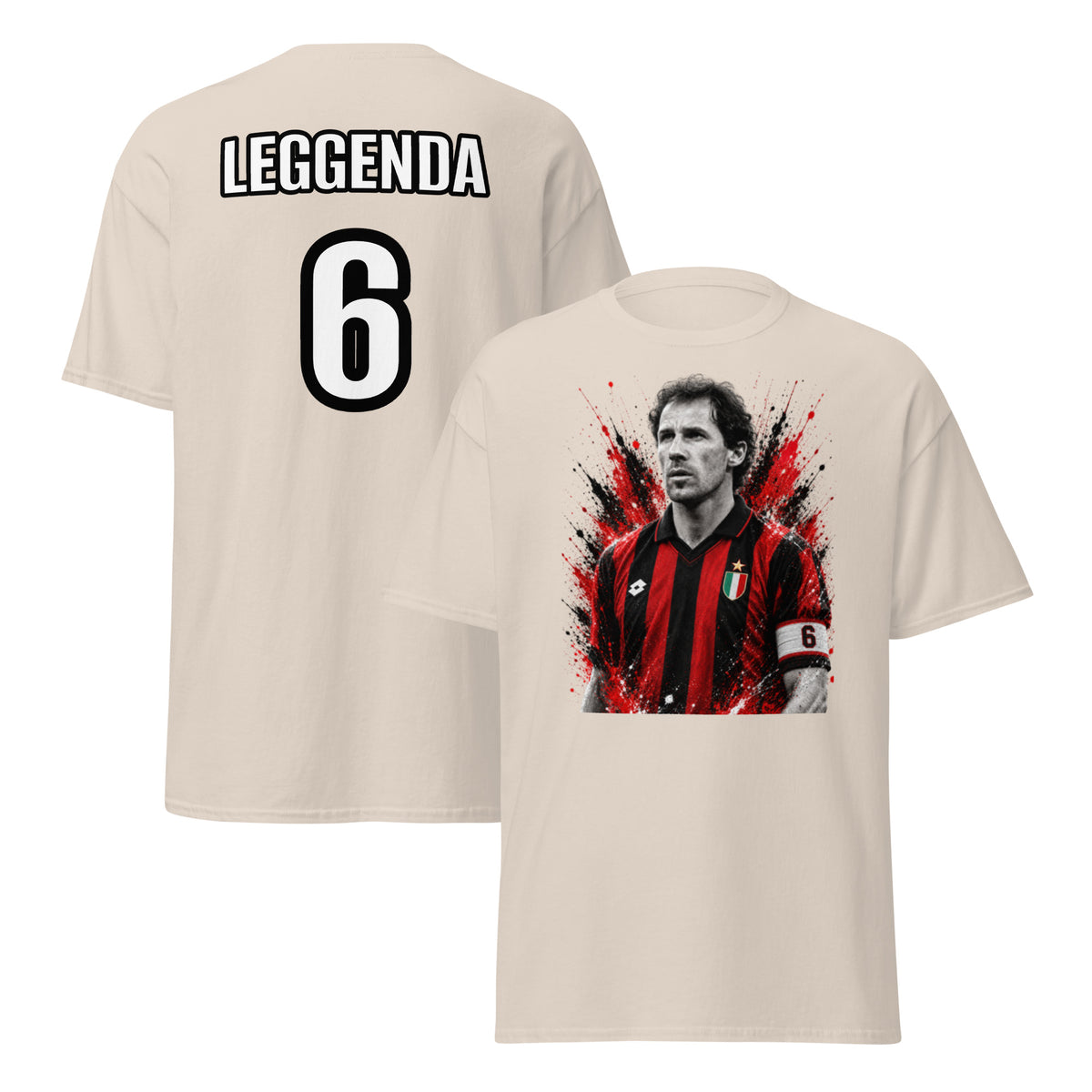 T-shirt Franco Baresi GALESPORT color naturale – fronte e retro