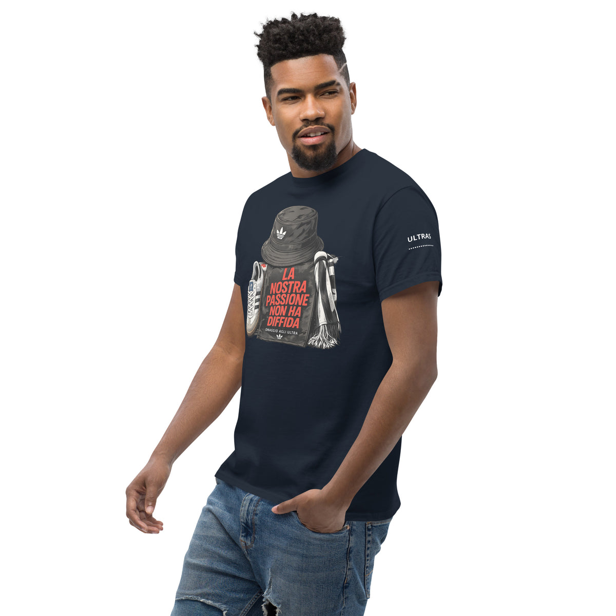 T-shirt Ultras La Nostra Passione Non Ha Diffida GALESPORT – blu navy, vista tre quarti sinistra