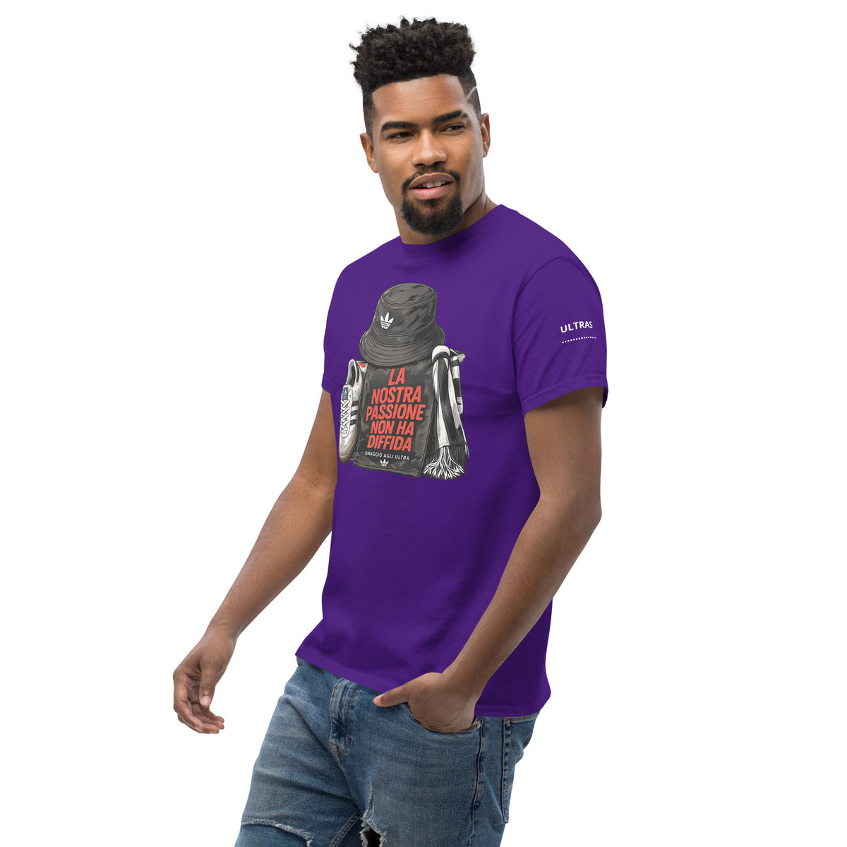 T-shirt Ultras La Nostra Passione Non Ha Diffida GALESPORT – viola, vista tre quarti sinistra