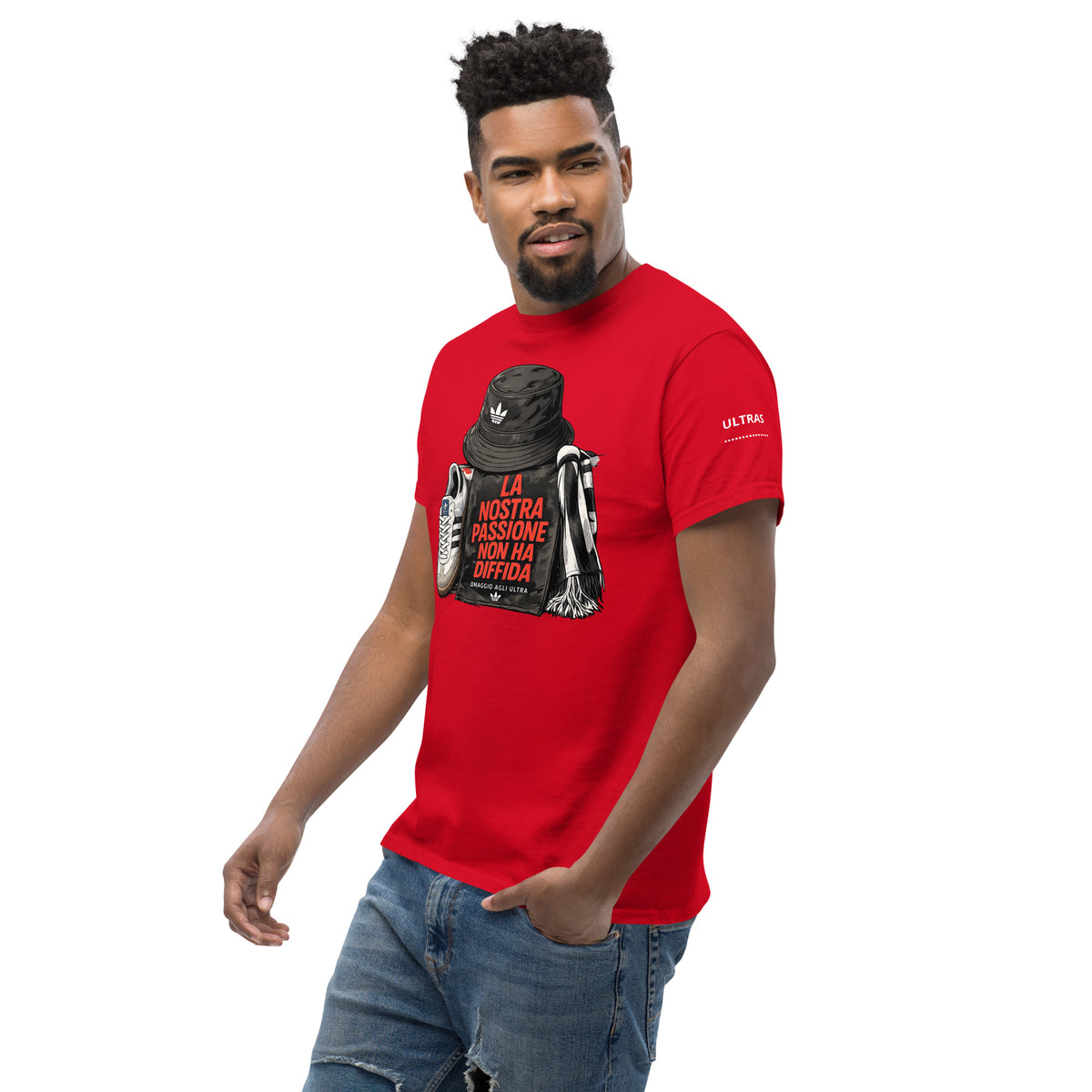 T-shirt Ultras La Nostra Passione Non Ha Diffida GALESPORT – rossa, vista tre quarti sinistra