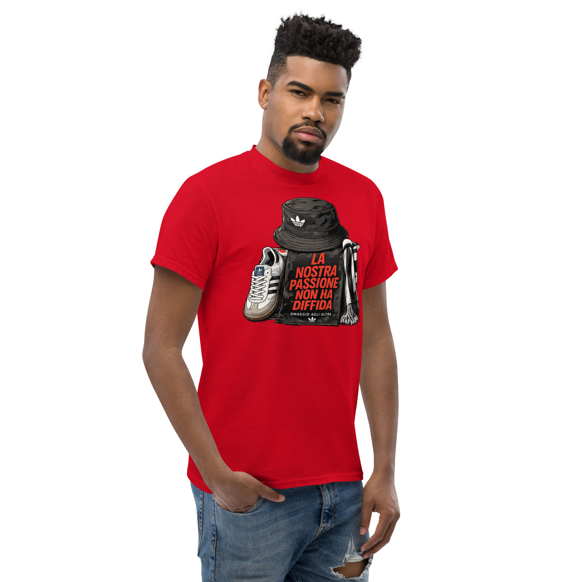 T-shirt Ultras La Nostra Passione Non Ha Diffida GALESPORT – rossa, vista tre quarti destra