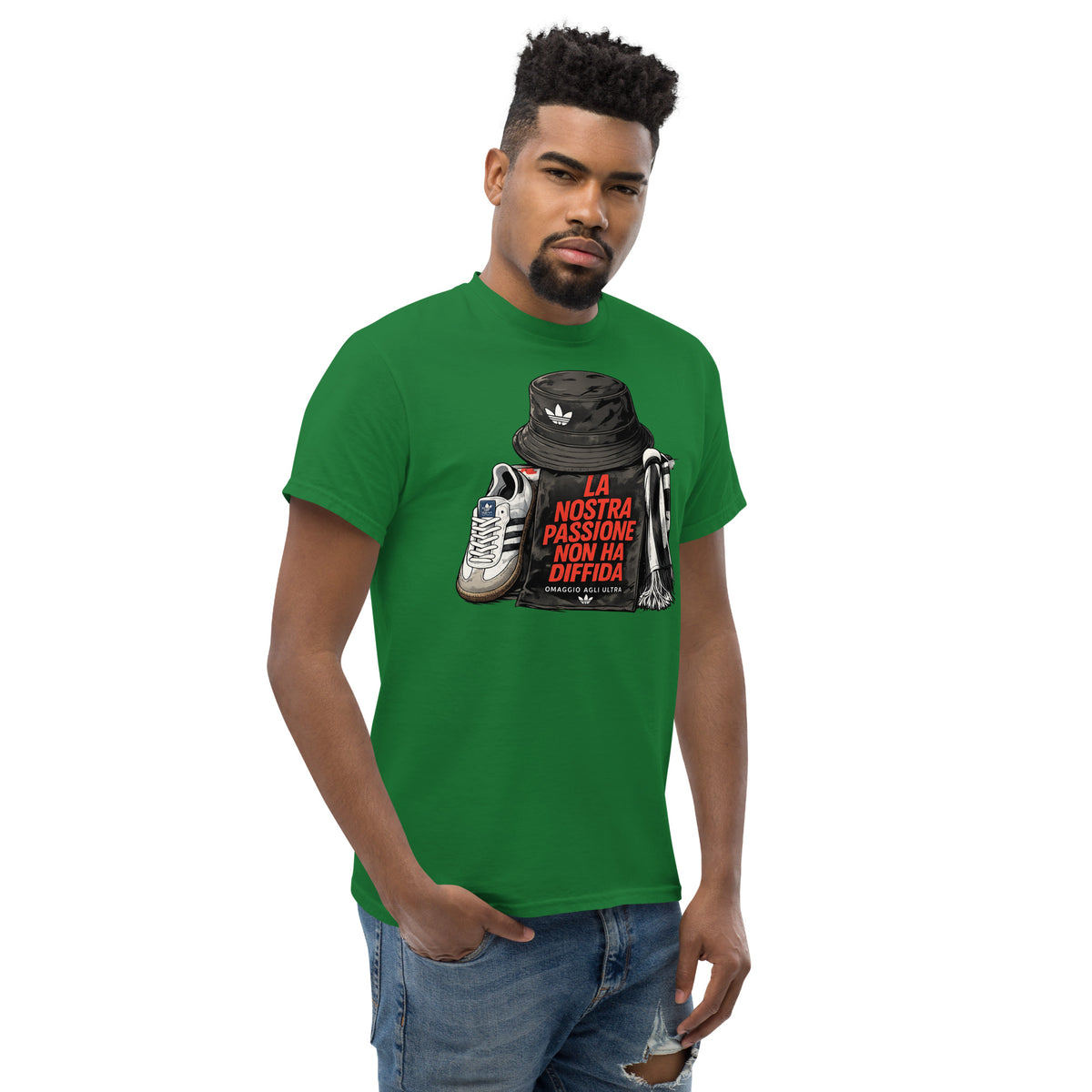 T-shirt Ultras La Nostra Passione Non Ha Diffida GALESPORT – verde turf, vista tre quarti destra