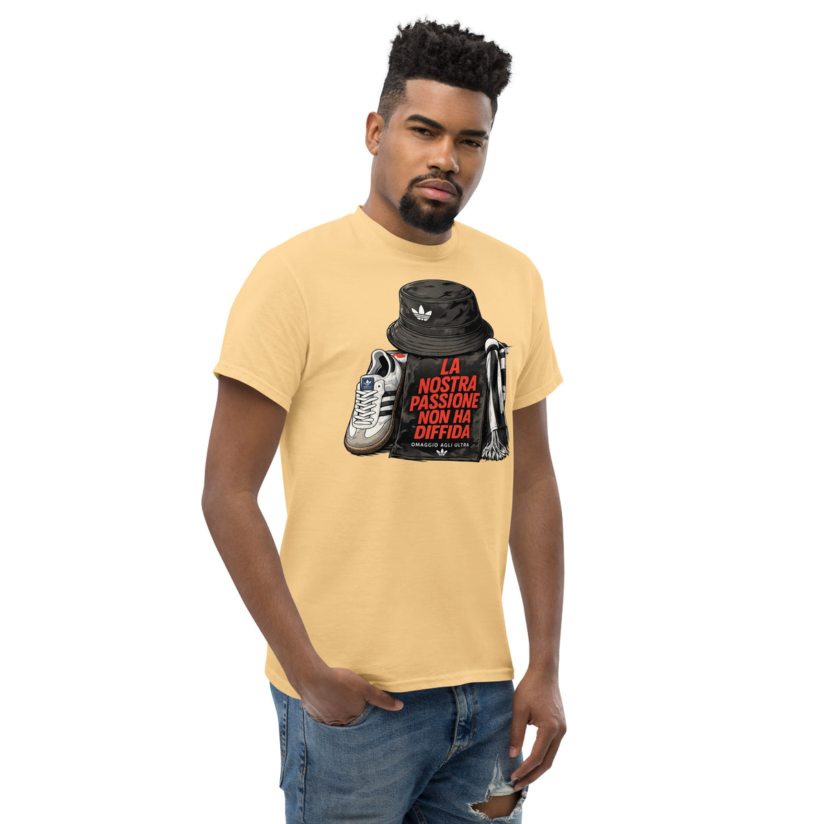 T-shirt Ultras La Nostra Passione Non Ha Diffida GALESPORT – giallo chiaro, vista tre quarti destra