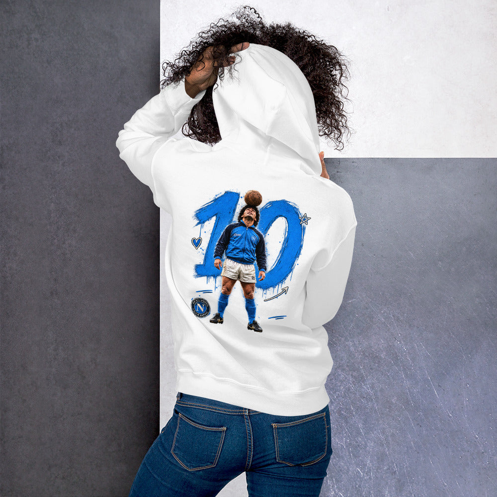 Felpa Napoli 100 Maradona bianca – retro grafica | GALESPORT