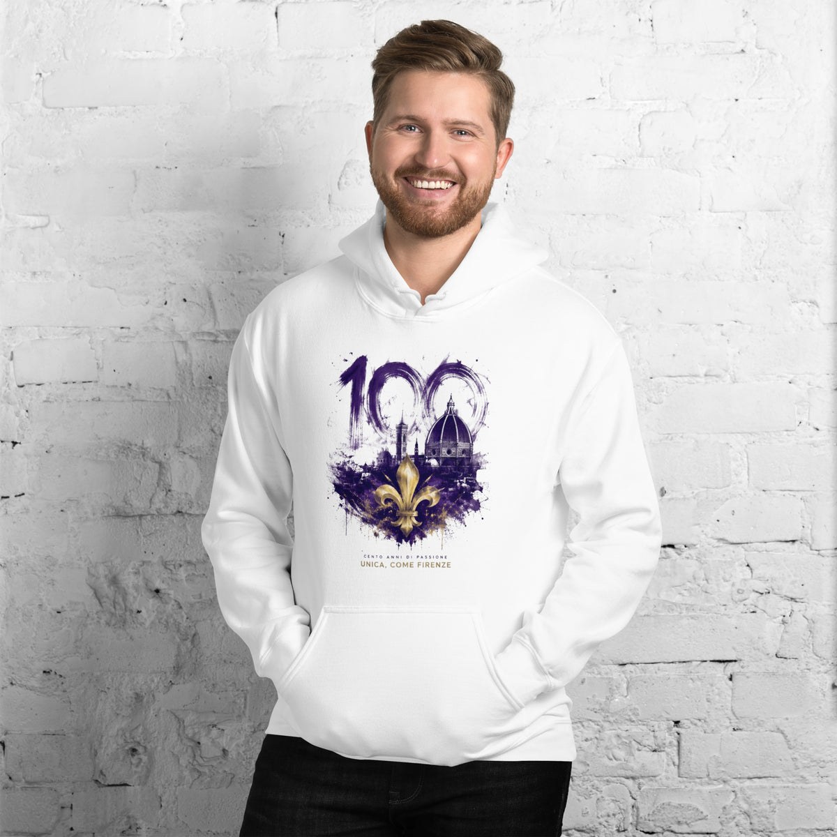 Felpa Firenze 100 Centenario viola 1926–2026 GALESPORT – vista frontale